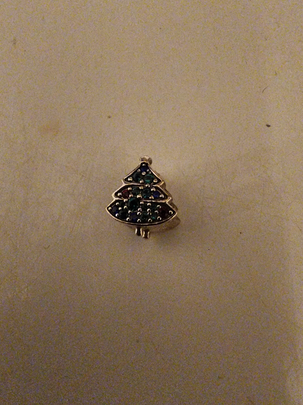 Pandora Silver - Green, Blue, Red Crystal Christmas Tree Charm